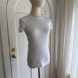 Theory White Short Sleeve Ribbed Tee